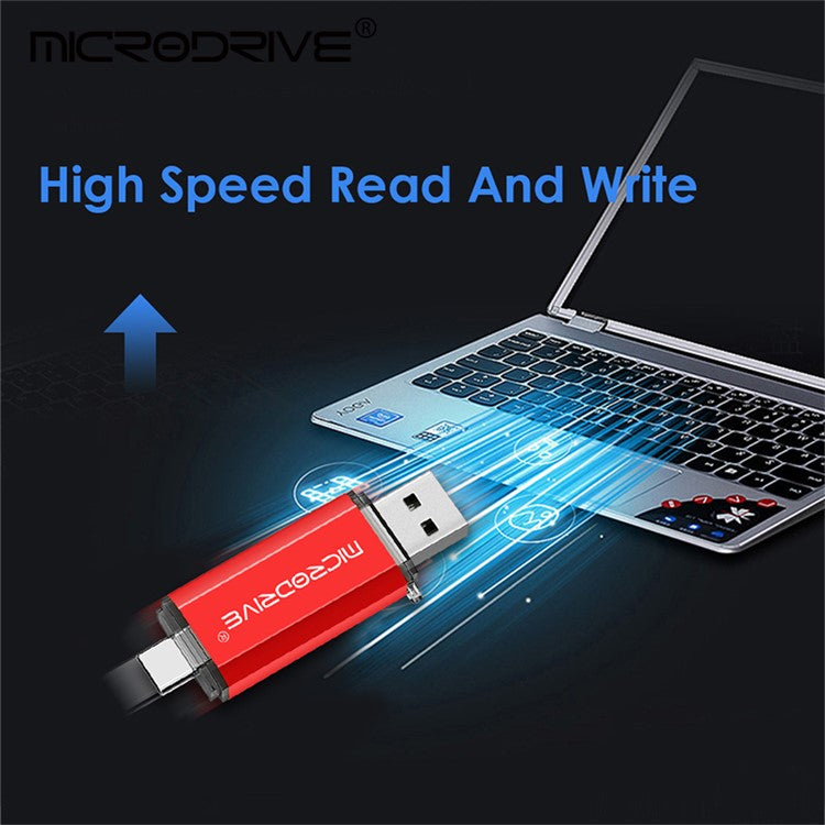 MICRODRIVE 64GB 2-in-1 USB 2.0 / Type-C U-Disk Phone Laptop Computer Flash Disk - TechGearPal