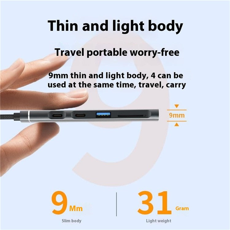 CHB025S USB-C Hub USB-A Multiport Docking Station with USB 2.0, 2xUSB-C SD / TF Card Reader for Laptop / PC - TechGearPal