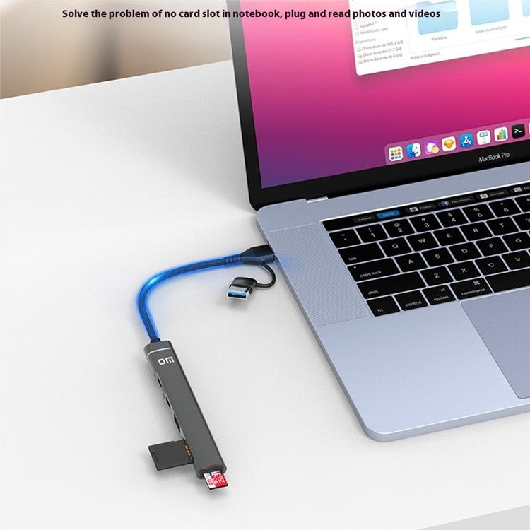 CHB025S USB-C Hub USB-A Multiport Docking Station with USB 2.0, 2xUSB-C SD / TF Card Reader for Laptop / PC - TechGearPal