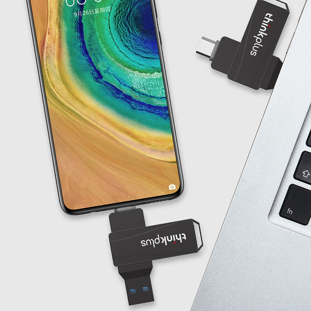 LENOVO Thinkplus MU252 256GB for iPhone 15 Series USB / Type-C Rotating Memory Stick USB-C 3.1 Flash Drive - TechGearPal