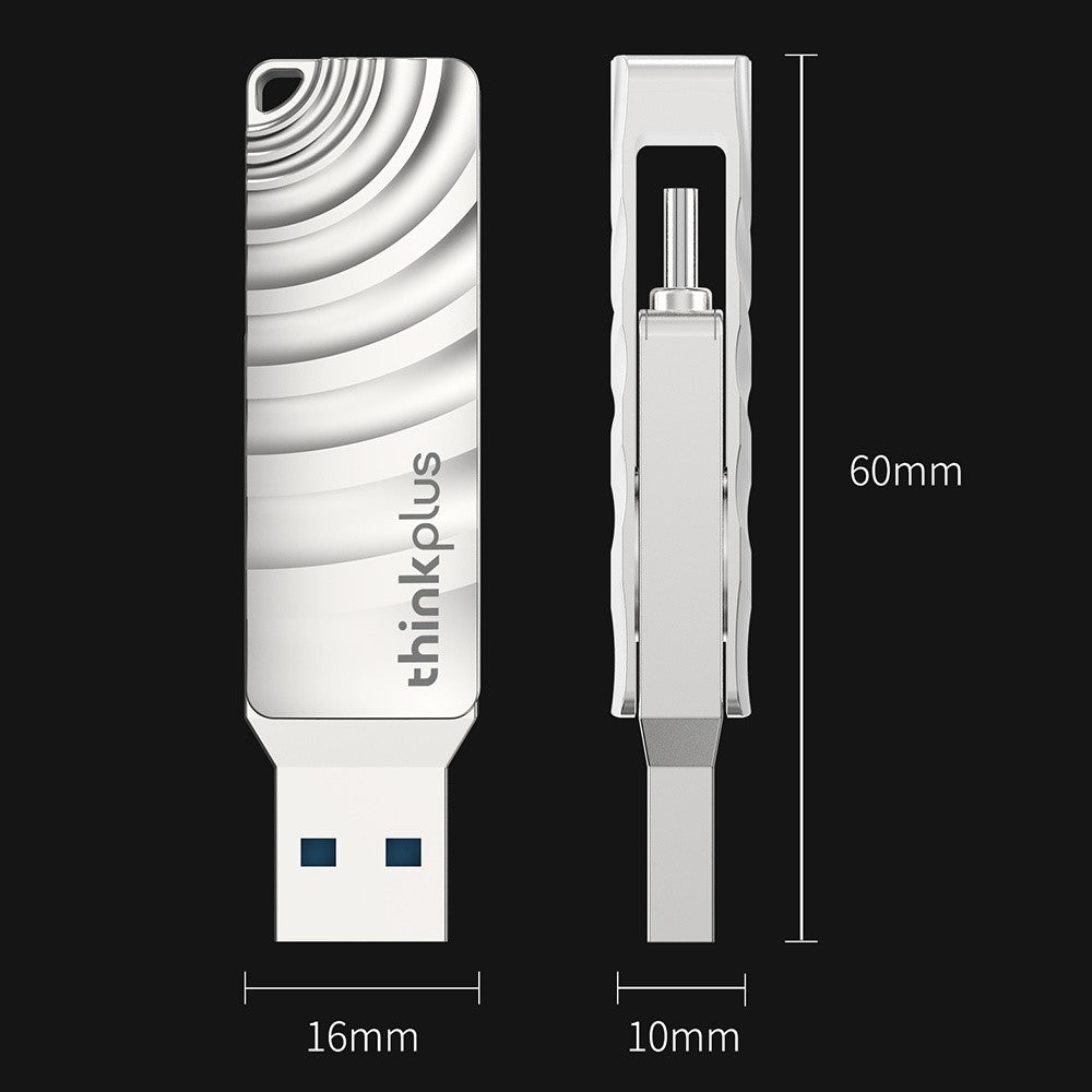 LENOVO THINKPLUS MU232 32GB for iPhone 15 Series USB+Type-C Data Storage Thumb Stick Rotating Design High-speed USB 3.2 Flash Drive - TechGearPal