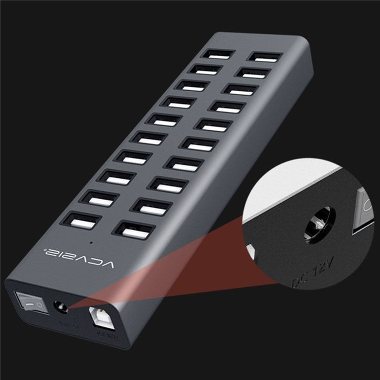 ACASIS H037 USB2.0 Hub Multi-Function Extended 20-Port Hub Adapter with Power Supply Por - TechGearPal