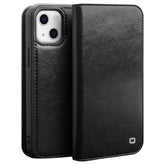 QIALINO For iPhone 14 Plus Full Protection Phone Flip Wallet Case Stand Drop-proof Genuine Leather Phone Cove - TechGearPal