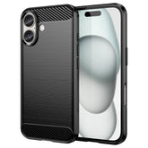 For iPhone 16 Case Brushed Soft TPU Phone Cover Carbon Fiber Texture