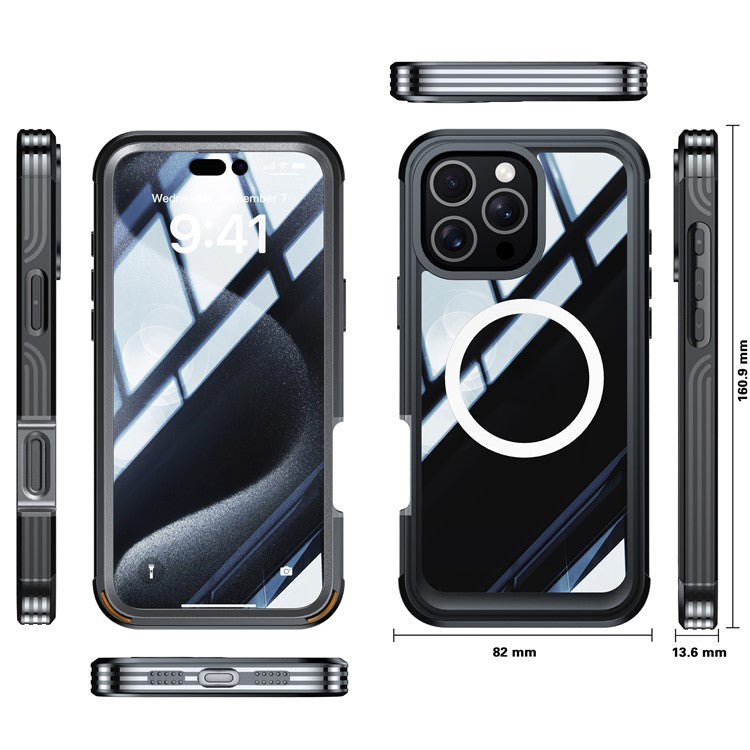 For iPhone 16 Pro Magnetic Case PC + TPU Full Protection Phone Cover with Screen Film - TechGearPal