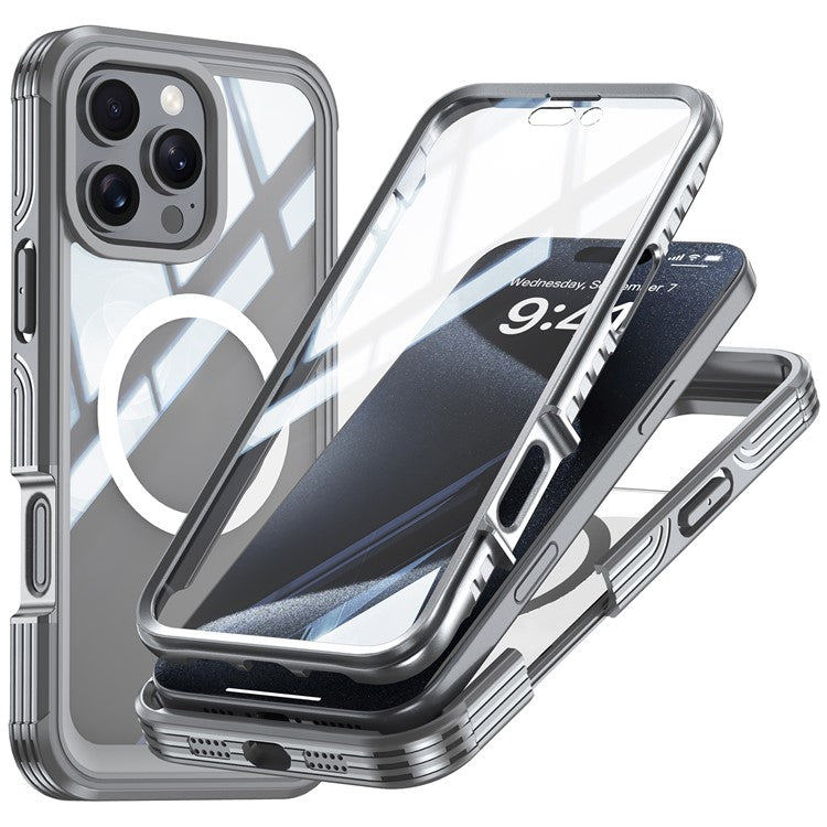 For iPhone 16 Pro Magnetic Case PC + TPU Full Protection Phone Cover with Screen Film - TechGearPal