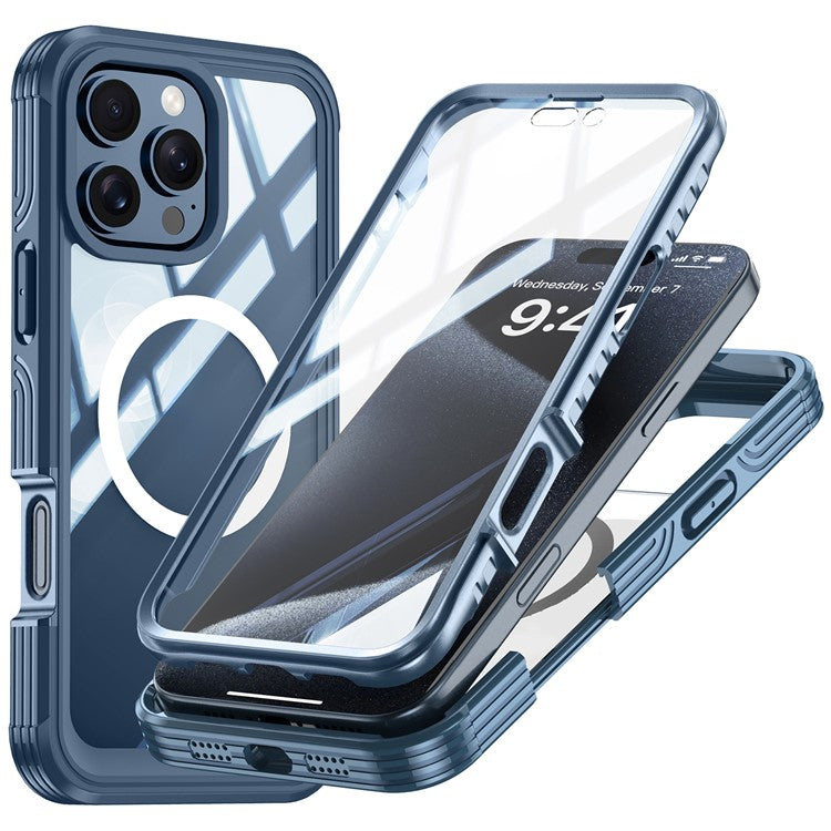 For iPhone 16 Pro Magnetic Case PC + TPU Full Protection Phone Cover with Screen Film - TechGearPal