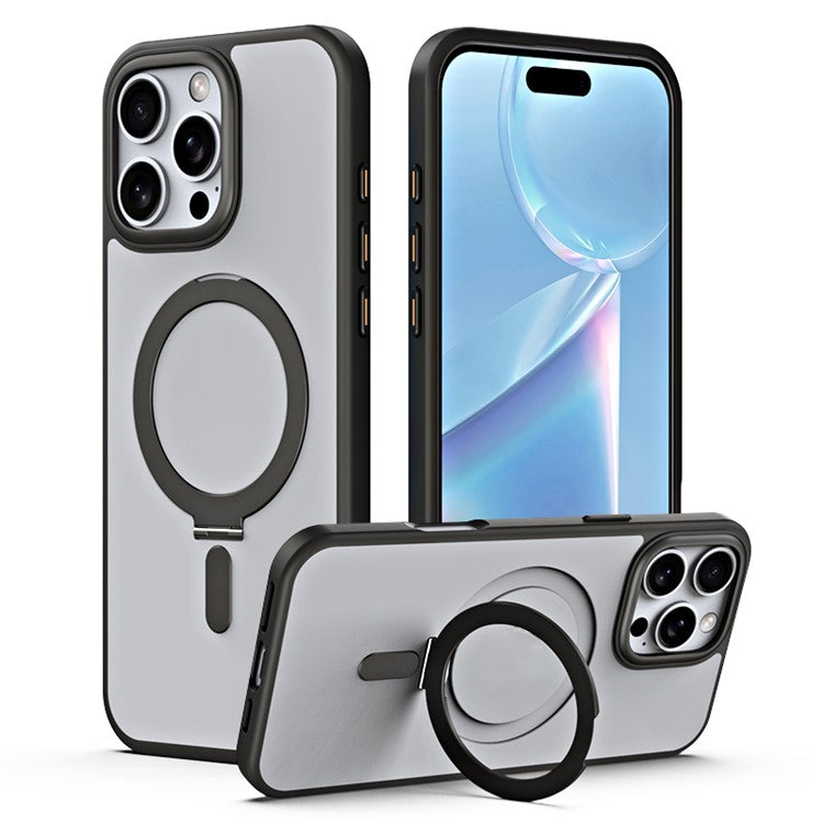For iPhone 16 Pro Magnetic Case Anti-Drop TPU+Acrylic Kickstand Phone Cover - TechGearPal
