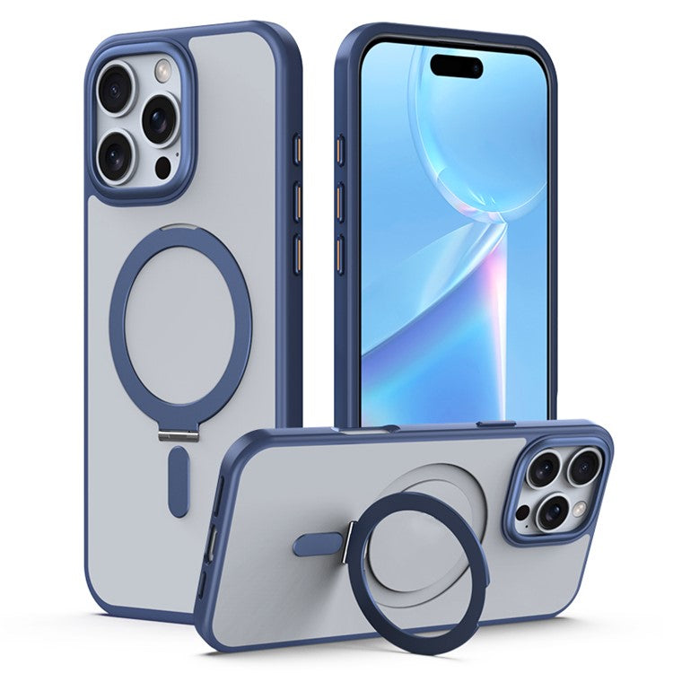 For iPhone 16 Pro Magnetic Case Anti-Drop TPU+Acrylic Kickstand Phone Cover - TechGearPal