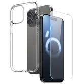 Coque NORTHJO pour iPhone 16 Pro Max en TPU et protection d'écran en verre trempé, transparente