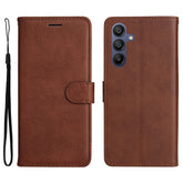 For Samsung Galaxy A17 5G / A26 5G / A16 5G / A16 4G Case Solid Color Leather Mobile Cover Wallet Stand with Strap