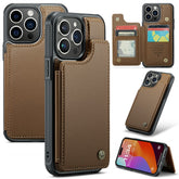 For iPhone 16 Pro Max Phone Case CASEME C22 Leather Back Cover with RFID Blocking Card Slots - TechGearPal