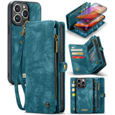 For iPhone 16 Pro Max Phone Cases CASEME 008 Leather Cover with Detachable Wallet and Strap - TechGearPal