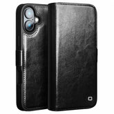 QIALINO For iPhone 16 Plus Case TPU+Genuine Cow Leather Wallet Phone Cove - TechGearPal