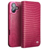 QIALINO For iPhone 16 Plus Wallet Case Crocodile Texture Genuine Cow Leather Anti-Drop Phone Cover - TechGearPal