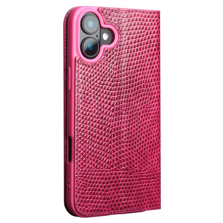 QIALINO For iPhone 16 Plus Wallet Case Crocodile Texture Genuine Cow Leather Anti-Drop Phone Cover - TechGearPal
