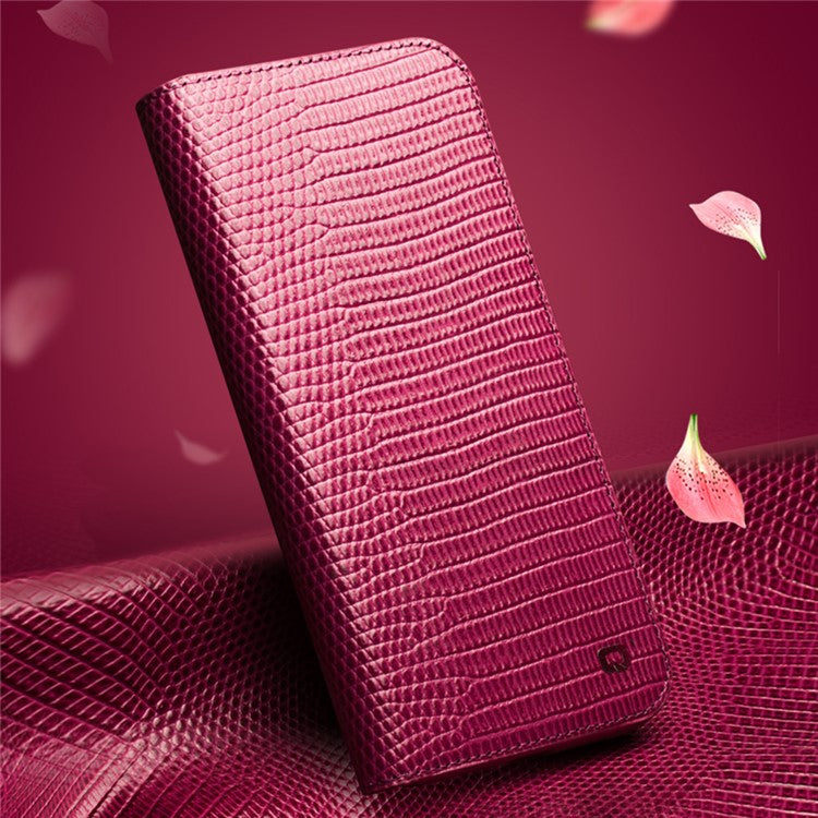 QIALINO For iPhone 16 Plus Wallet Case Crocodile Texture Genuine Cow Leather Anti-Drop Phone Cover - TechGearPal
