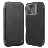 NILLKIN Qin Prop Series for iPhone 16 Pro Max Leather Case Lens Kickstand Phone Cover