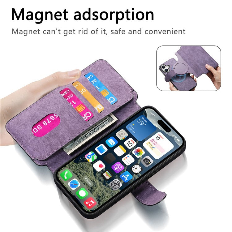 For iPhone 16 Magnetic Case CASENEO Detachable Leather Phone Wallet Cover - TechGearPal