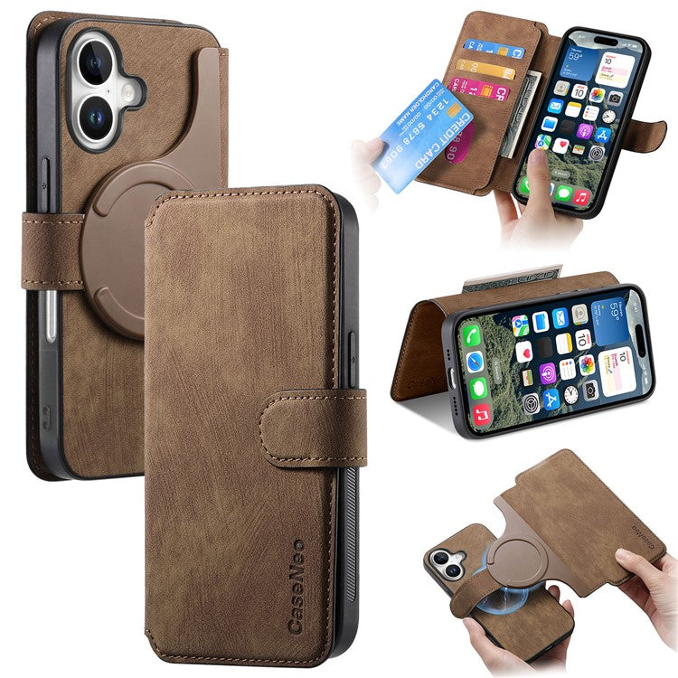 For iPhone 16 Magnetic Case CASENEO Detachable Leather Phone Wallet Cover - TechGearPal
