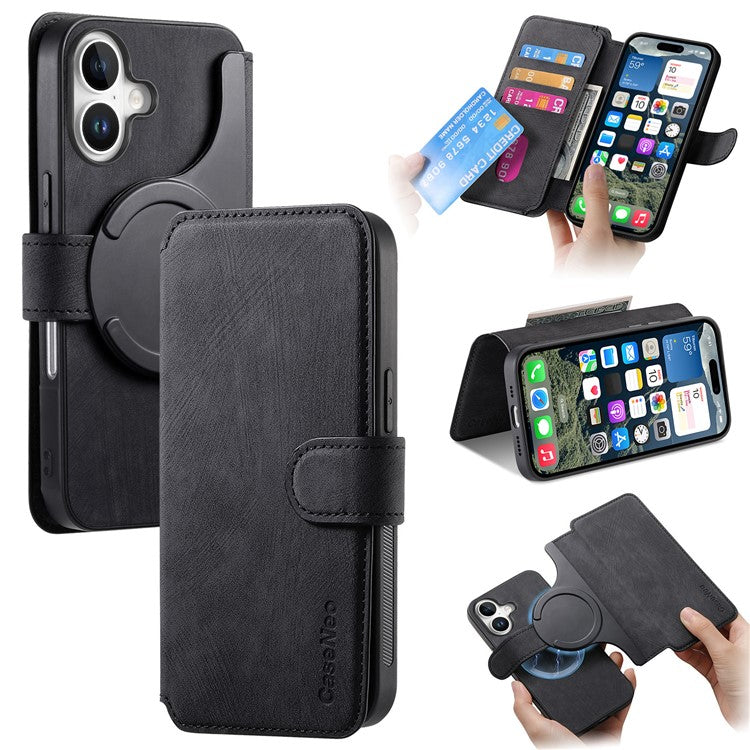 For iPhone 16 Magnetic Case CASENEO Detachable Leather Phone Wallet Cover - TechGearPal
