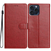 For iPhone 15 Pro Max Leather Phone Case Wallet Stand Cover with Handy Strap - TechGearPal