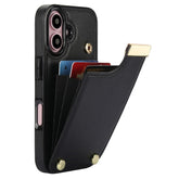 For iPhone 16 Case TPU+PU Leather Hardware Decor Phone Cover with Card Holder