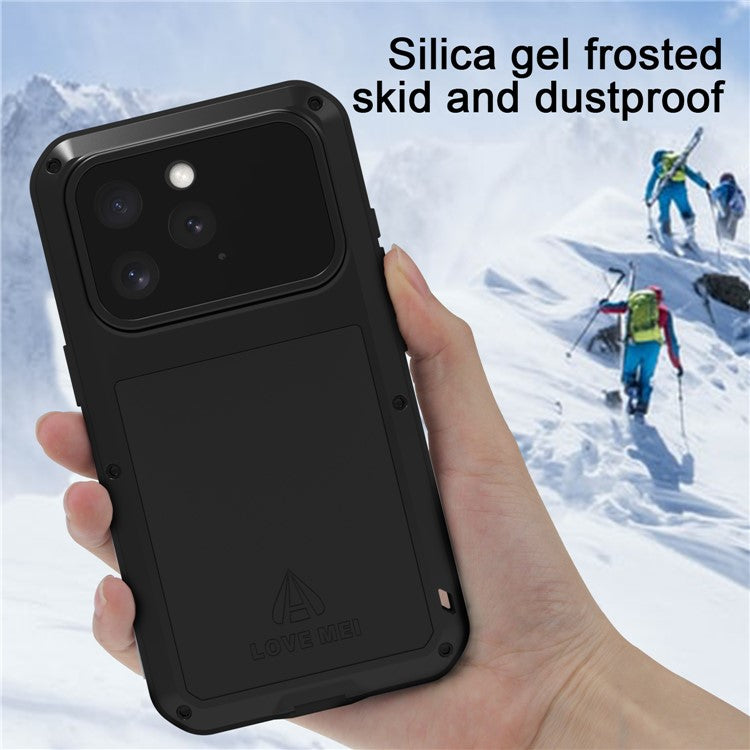 LOVE MEI For iPhone 16 Pro Max Case Tempered Glass Screen Protector Metal+Silicone Phone Cover - TechGearPal