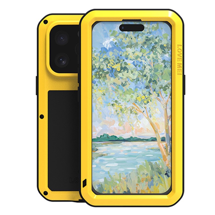 LOVE MEI For iPhone 16 Pro Max Case Tempered Glass Screen Protector Metal+Silicone Phone Cover - TechGearPal