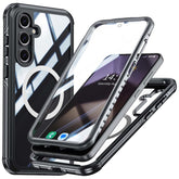 For Samsung Galaxy S24 FE Magnetic Case PC+TPU Phone Cover with Tempered Glass Screen Fil - TechGearPal