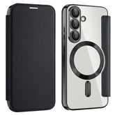 Coque en cuir pour Samsung Galaxy S25 compatible avec MagSafe et blocage RFID