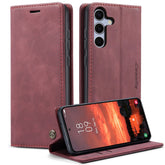For Samsung Galaxy S25 Case CASEME 013 Series Card Holder Stand Leather Phone Cover