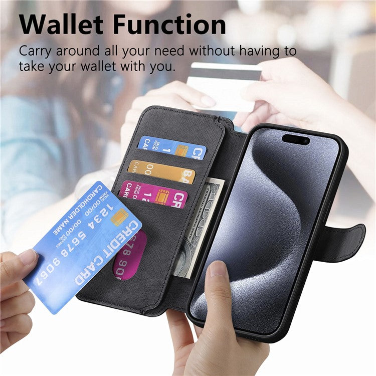 CASENEO MW-03 For iPhone 15 Pro Max Case with Detachable Wallet Leather+TPU Phone Cover - TechGearPal