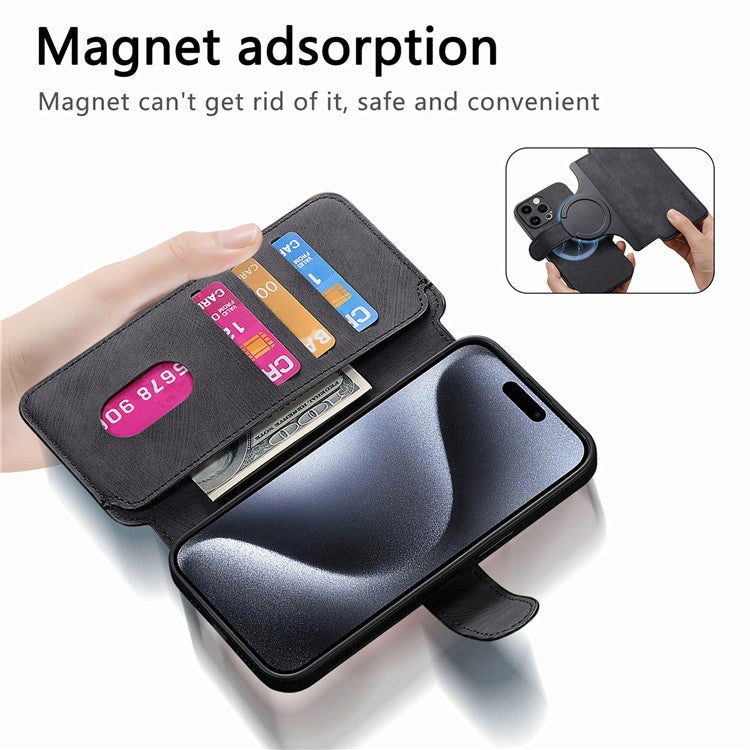 CASENEO MW-03 For iPhone 15 Pro Max Case with Detachable Wallet Leather+TPU Phone Cover - TechGearPal