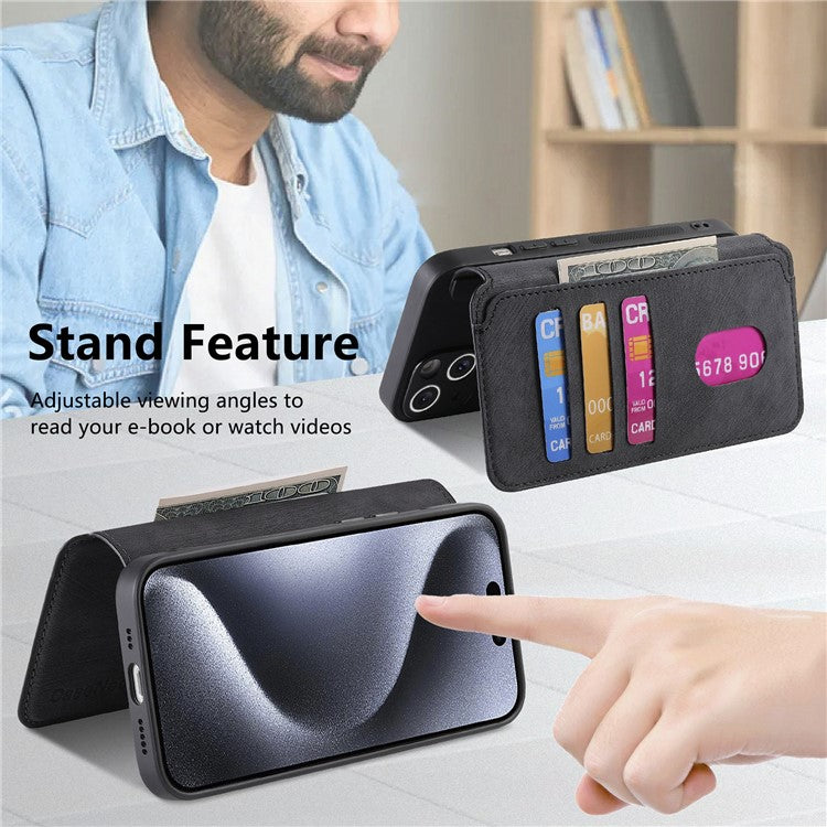 CASENEO MW-03 For iPhone 15 Pro Max Case with Detachable Wallet Leather+TPU Phone Cover - TechGearPal