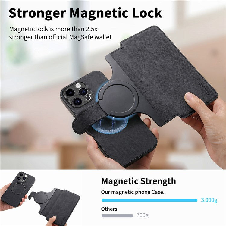 CASENEO MW-03 For iPhone 15 Pro Max Case with Detachable Wallet Leather+TPU Phone Cover - TechGearPal