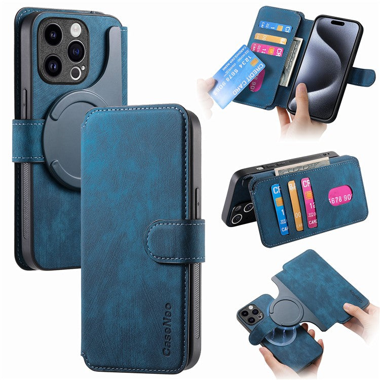 CASENEO MW-03 For iPhone 15 Pro Max Case with Detachable Wallet Leather+TPU Phone Cover - TechGearPal