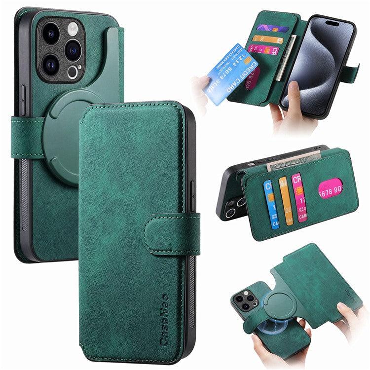 CASENEO MW-03 For iPhone 15 Pro Max Case with Detachable Wallet Leather+TPU Phone Cover - TechGearPal
