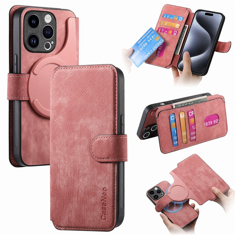 CASENEO MW-03 For iPhone 15 Pro Max Case with Detachable Wallet Leather+TPU Phone Cover - TechGearPal