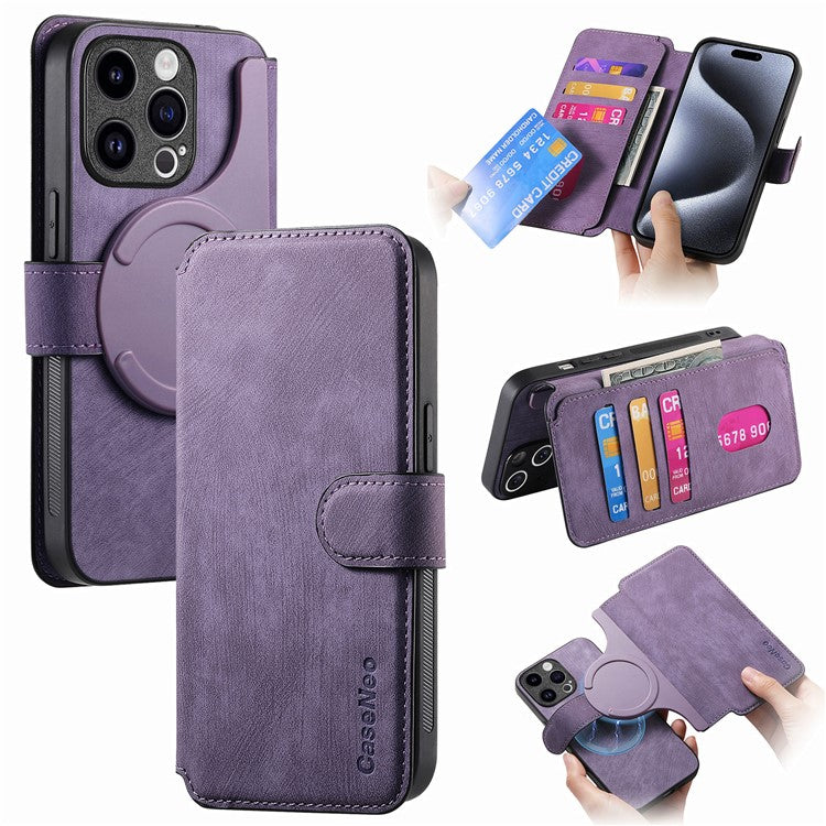 CASENEO MW-03 For iPhone 15 Pro Max Case with Detachable Wallet Leather+TPU Phone Cover - TechGearPal