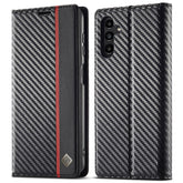 LC.IMEEKE For Samsung Galaxy A56 5G Case Carbon Fiber Texture Phone Cover Stand Card Holder