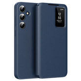 For Samsung Galaxy S25+ Leather Phone Case with View Window Card Slot