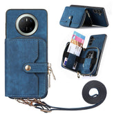 For Huawei Mate 70 PU Leather Phone Back Cover with Zipper Card Holder and Long Stra - TechGearPal