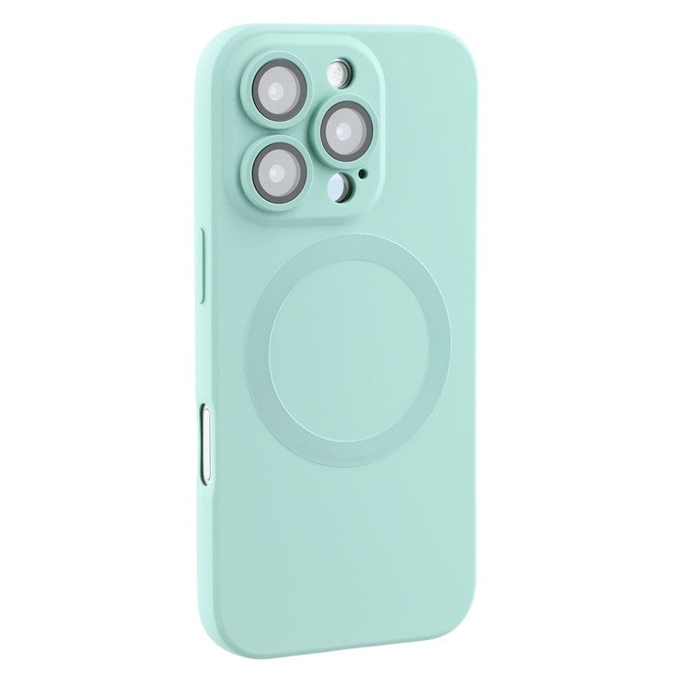 For iPhone 16 Pro Max Case Compatible with MagSafe Liquid Silicone Phone Cover with Tempered Glass Lens Protecto