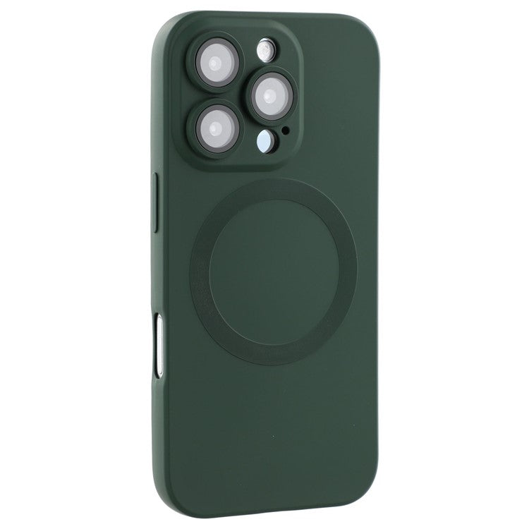 For iPhone 16 Pro Case Compatible with MagSafe Liquid Silicone Phone Cover with Tempered Glass Lens Protecto