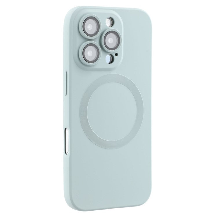 For iPhone 16 Pro Case Compatible with MagSafe Liquid Silicone Phone Cover with Tempered Glass Lens Protecto