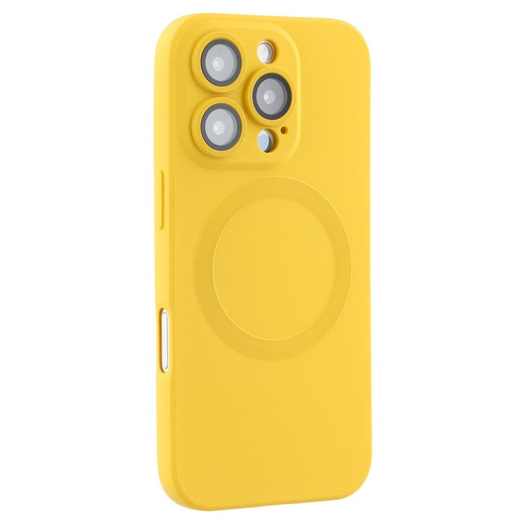 For iPhone 16 Pro Case Compatible with MagSafe Liquid Silicone Phone Cover with Tempered Glass Lens Protecto