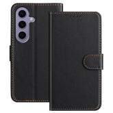 For Samsung Galaxy S24 Leather Case Wallet Stand Solid Color Anti Drop Phone Cover