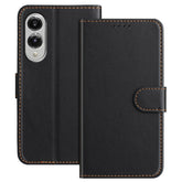 For Samsung Galaxy S25 Edge Leather Case Wallet Stand Solid Color Anti Drop Phone Cover - TechGearPal