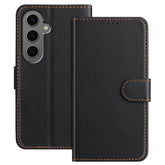 For Samsung Galaxy S24+ Leather Case Wallet Stand Solid Color Anti Drop Phone Cover